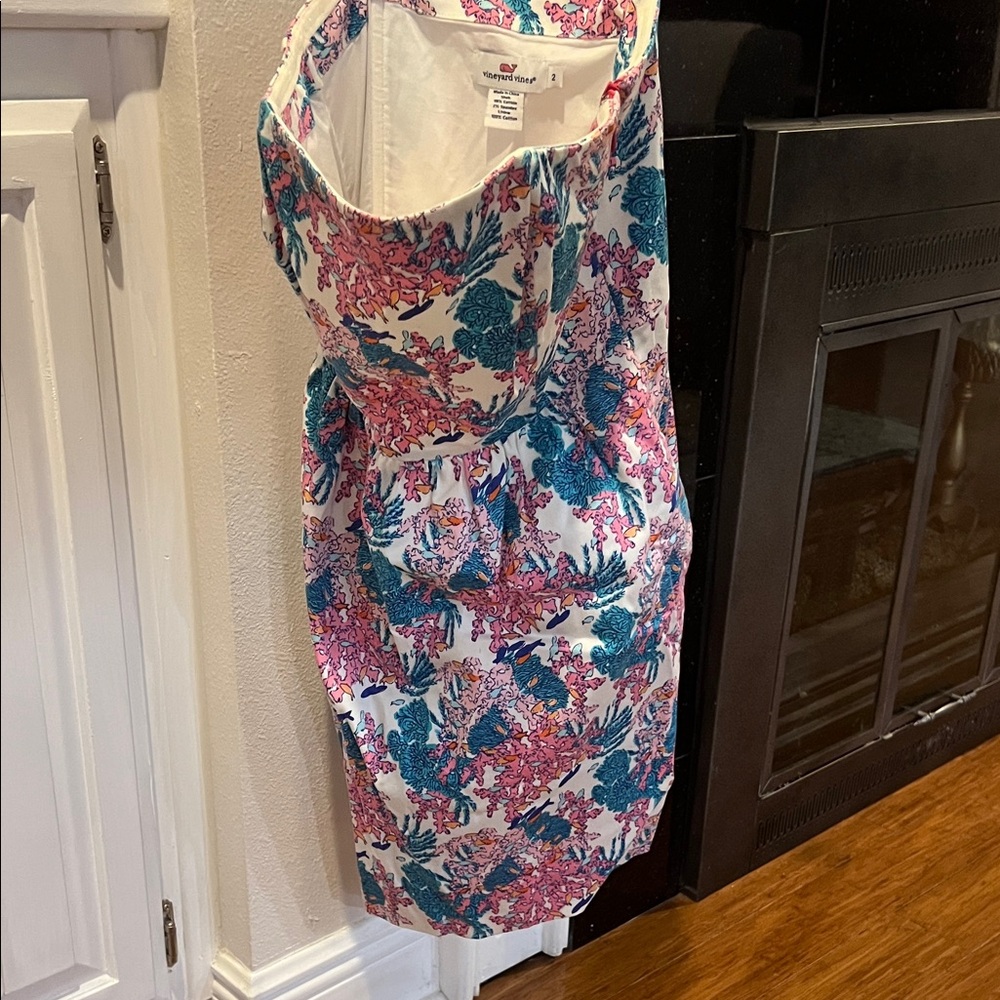 Lilly Pulitzer Strapless Dress in Pink and Blue Floral